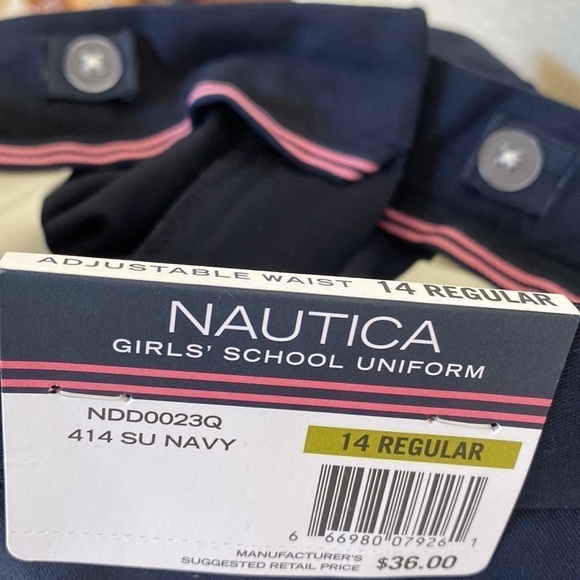 NAUTICA NAVY BLUE Girls School Uniform Pants Size 14 Regular NWT - Picture 2 of 9
